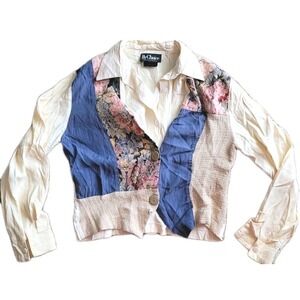 Vintage By Choice Blouse Women's M, Mock Vest Long Sleeve 90s Pheobe Cottagecore